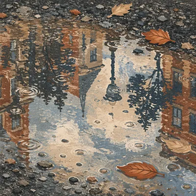 Abstract Urban Puddle Reflections After Rain