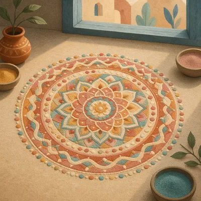Intricate Sand Mandala in Warm Tones
