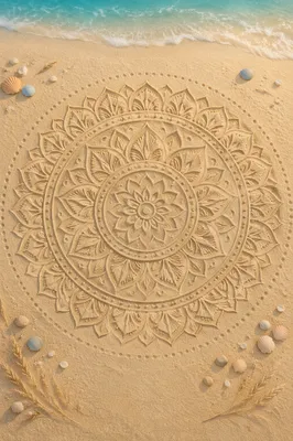 Sunrise Sand Mandala on Quiet Shore