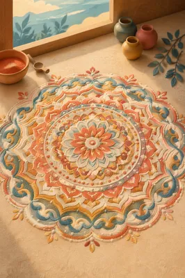 Intricate Sand Art Mandala in Soft Light