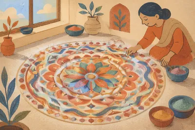 Intricate Sand Art Mandala in Soft Light