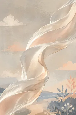 Graceful Silk Ribbon in Coastal Wind