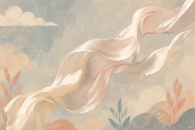 Flowing Silk Ribbon in Serene Motion
