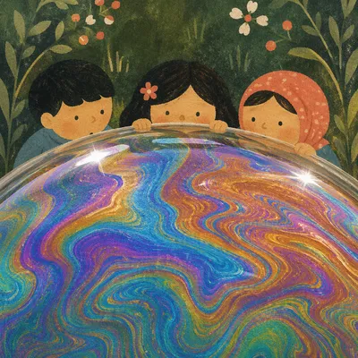 Iridescent Soap Bubble Macro Garden Glow