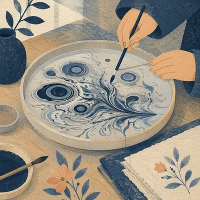 Suminagashi Marbling Art with Ink Rings
