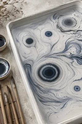Meditative Suminagashi Ink Rings on Water