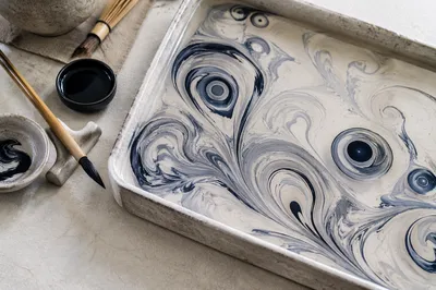 Suminagashi Ink Rings on Still Water