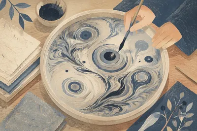 Suminagashi Ink Marbling in Calm Studio