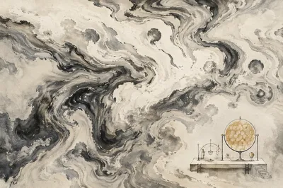 Suminagashi Marbling with Golden Technical Motif