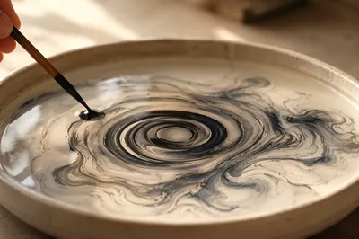 Suminagashi Ink Marbling on Still Water