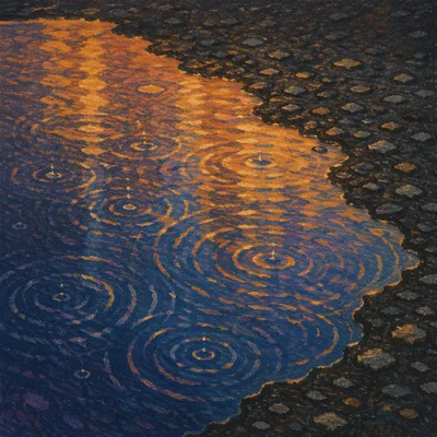 Rain Ripple Interference on Wet Pavement