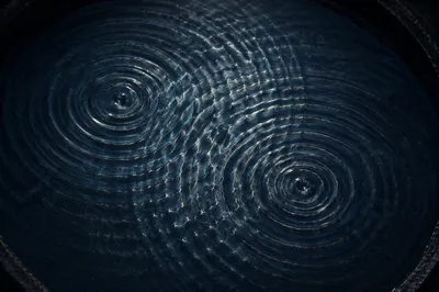 Calm Wave Interference on Dark Water
