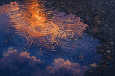 Abstract Rain Ripple Pattern on Wet Pavement