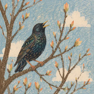 Singing Songbird on Spring Branch