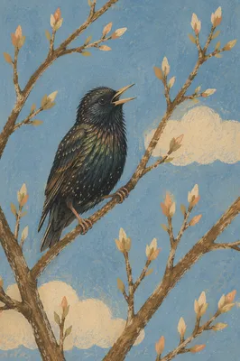 Singing Songbird on Spring Branch