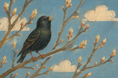 Singing Songbird on Spring Branch