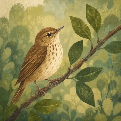 Small Songbird on Garden Branch