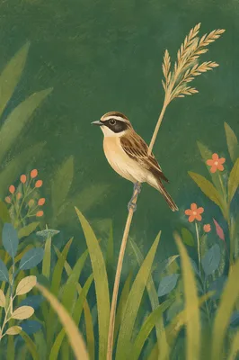 Small Songbird on Wetland Reed