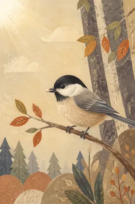 Small Songbird Perched with Seed