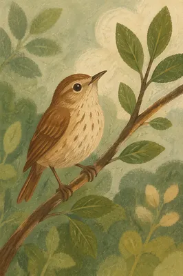 Small Songbird on Garden Branch