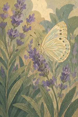 Colorful Butterfly on Lavender Garden Blossom
