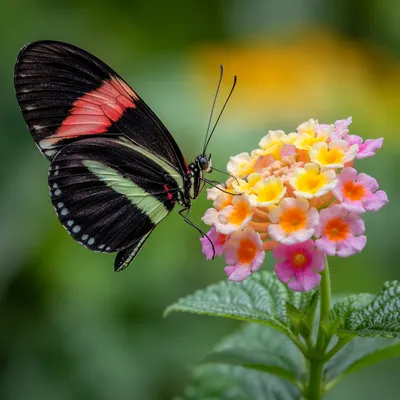 Colorful Tropical Butterfly on Garden Flowers