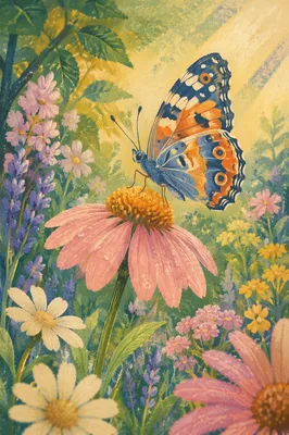 Colorful Butterfly Resting in Summer Garden