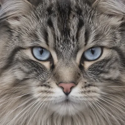 Pale Blue Eyed Tabby Cat Close Up
