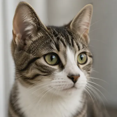 Close Up Tabby Cat With Green Eyes