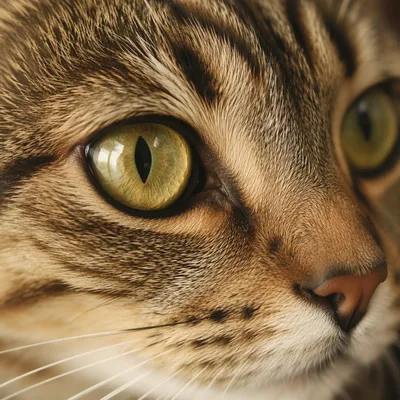 Close-Up Tabby Cat Green Eye Portrait