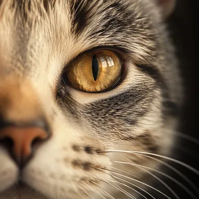 Calm Amber Eyed Cat Macro Portrait