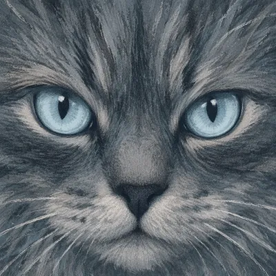 Pale Blue Eyed Gray Cat Close-Up