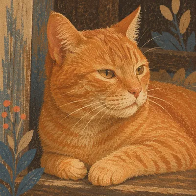 Calm Ginger Tabby Cat Close-Up Portrait