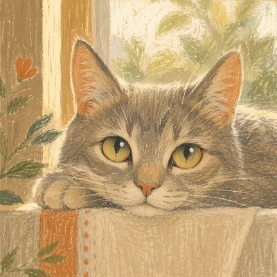 Calm Cat Eyes in Morning Window Light
