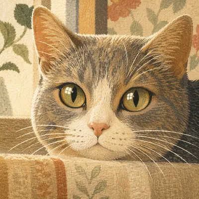 Calm Cat Close Up With Luminous Eyes