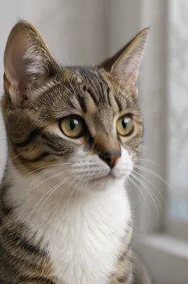 Green Eyed Tabby Cat Close Up