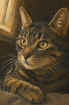 Golden Eyed Tabby Cat Close Portrait