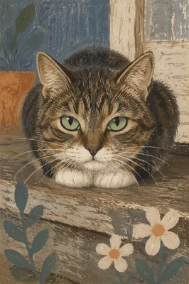 Close-Up Tabby Cat with Green Eyes