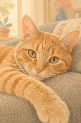 Cozy Ginger Cat Close-Up Portrait