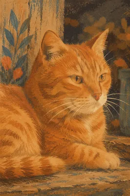 Calm Ginger Tabby Cat Close-Up Portrait