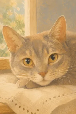 Calm Cat Eyes in Morning Window Light