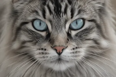 Close Up Blue Eyed Tabby Cat Portrait