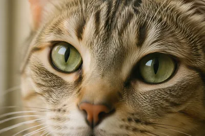 Serene Green-Eyed Cat Close-Up Portrait