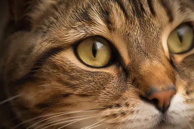 Close-Up Tabby Cat Green Eye Portrait