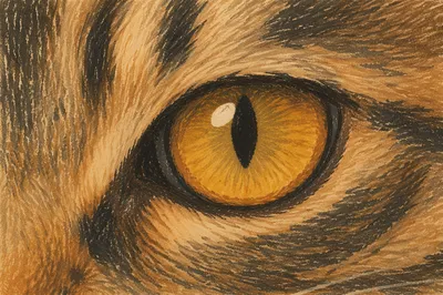 Golden Amber Tabby Cat Eye Close-Up