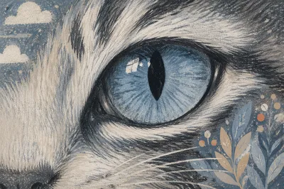 Icy Blue Cat Eye Close-Up