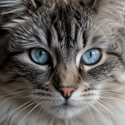Tabby Cat Portrait with Pale Blue Eyes