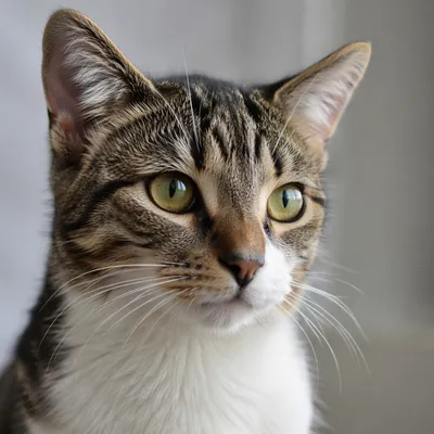 Close-Up Tabby Cat with Green Gold Eyes