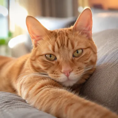 Relaxed Ginger Tabby Cat Close-Up Portrait