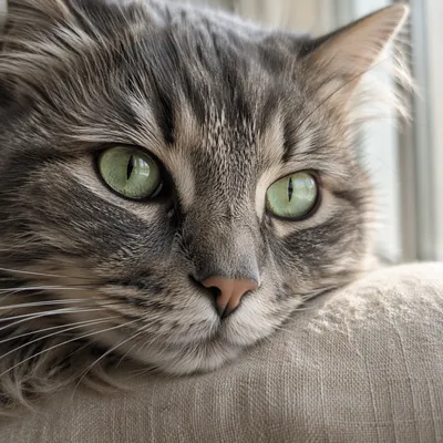 Close-Up Gray Tabby Cat Portrait